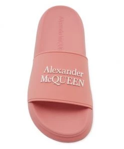 Alexander McQueen Logo Pool Slides Anemone White -Alexander McQueen Elegant store unnamed file 3649