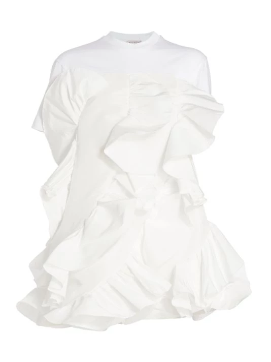 Alexander McQueen Ruffle-Embellished T-Shirt Minidress 1 Alexander McQueen Ruffle-Embellished T-Shirt Minidress