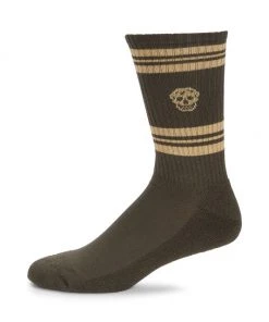 Alexander McQueen Striped Skull Crew Socks For Men Kaky Gold -Alexander McQueen Elegant store unnamed file 3670