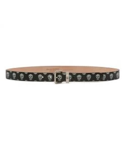 Alexander McQueen Leather Skull Logo Belt For Men