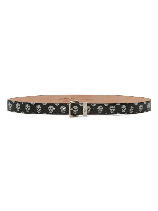Alexander McQueen Leather Skull Logo Belt For Men 1 Alexander McQueen Leather Skull Logo Belt For Men