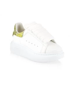 Alexander McQueen Little Girl's & Girl's Crystal Embellished Leather Oversize Sneakers For Kids