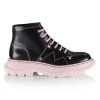 Alexander McQueen Hybrid Leather Lace-Up Boots