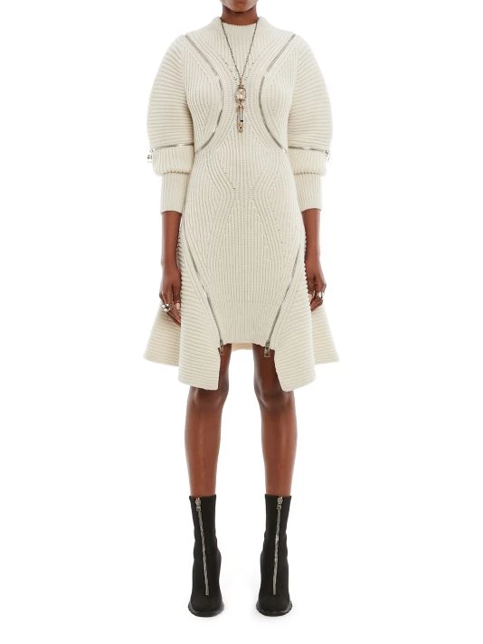 Alexander McQueen Wool-Cashmere Zip-Embellished Minidress 2 Alexander McQueen Wool-Cashmere Zip-Embellished Minidress - Image 2