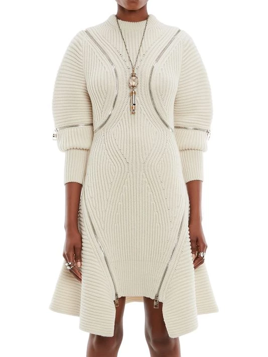 Alexander McQueen Wool-Cashmere Zip-Embellished Minidress 3 Alexander McQueen Wool-Cashmere Zip-Embellished Minidress - Image 3
