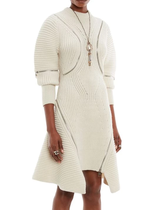 Alexander McQueen Wool-Cashmere Zip-Embellished Minidress 4 Alexander McQueen Wool-Cashmere Zip-Embellished Minidress - Image 4