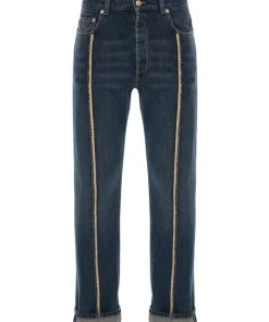Alexander McQueen Patched Five-Pocket Jeans For Men