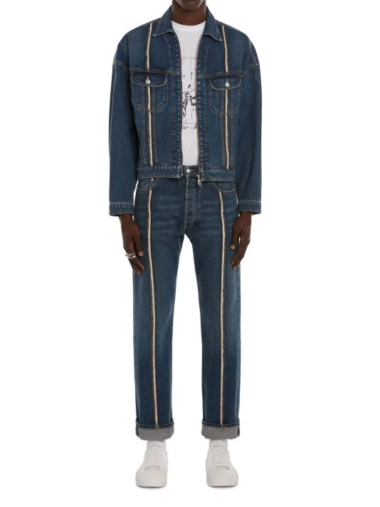 Alexander McQueen Patched Five-Pocket Jeans For Men 2 Alexander McQueen Patched Five-Pocket Jeans For Men - Image 2