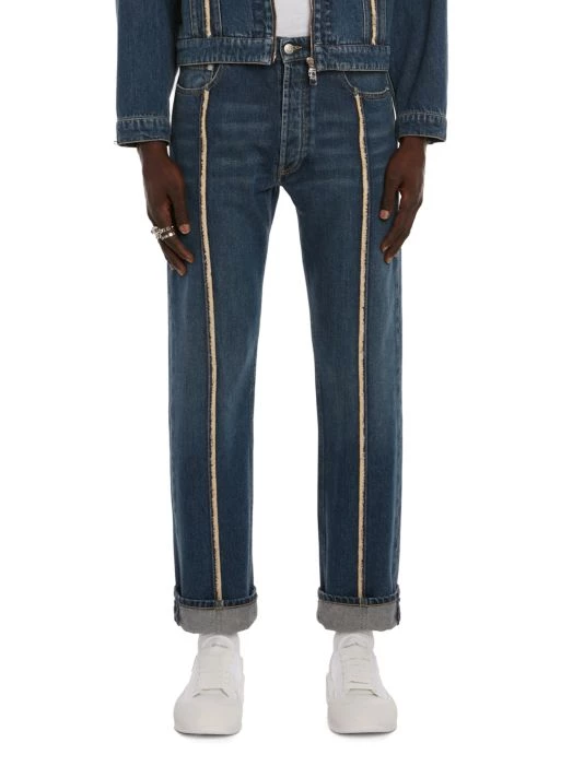 Alexander McQueen Patched Five-Pocket Jeans For Men 3 Alexander McQueen Patched Five-Pocket Jeans For Men - Image 3