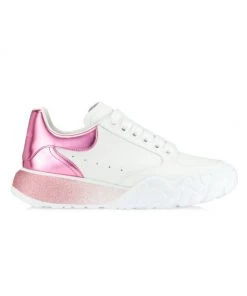 Alexander McQueen Metallic Court Low-Top Sneakers