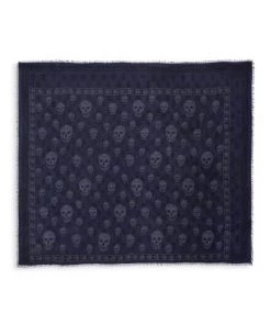 Alexander McQueen Classic Skull Scarf For Men Black Orange -Alexander McQueen Elegant store unnamed file 3830