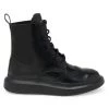 Alexander McQueen Brogue Wingtip Leather Platform Combat Boots For Men