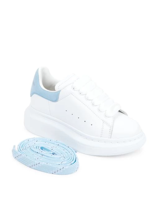 Alexander McQueen Kid's Oversized Lace-Up Leather Sneakers For Kids White Patchouli 3 Alexander McQueen Kid's Oversized Lace-Up Leather Sneakers For Kids White Patchouli - Image 3