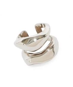 Alexander McQueen Silvertone Cuff Ring