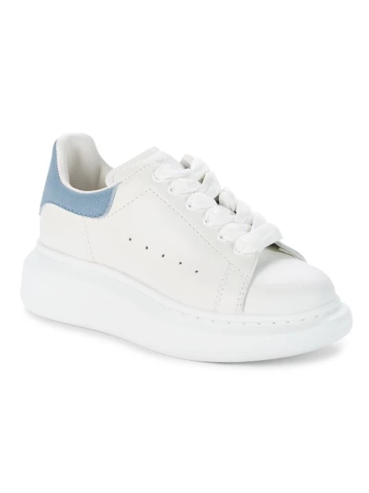 Alexander McQueen Kid's Oversized Lace-Up Leather Sneakers For Kids White Patchouli 4 Alexander McQueen Kid's Oversized Lace-Up Leather Sneakers For Kids White Patchouli - Image 4