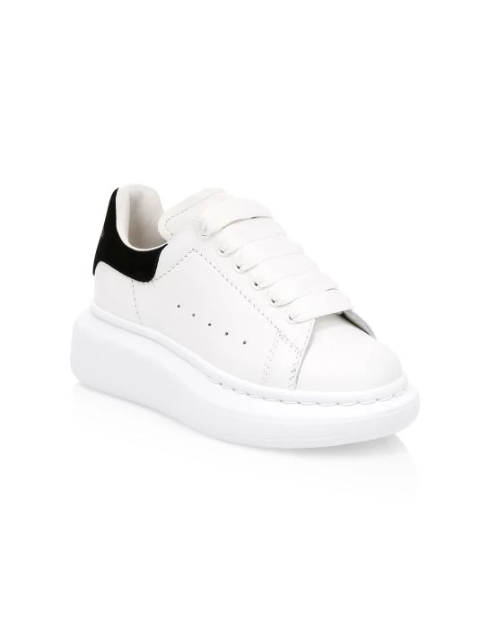 Alexander McQueen Kid's Oversized Lace-Up Leather Sneakers For Kids White Patchouli 6 Alexander McQueen Kid's Oversized Lace-Up Leather Sneakers For Kids White Patchouli - Image 6