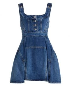 Alexander McQueen Flared Sleeveless Denim Minidress