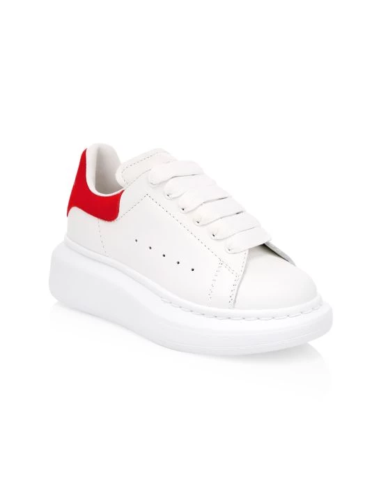Alexander McQueen Kid's Oversized Lace-Up Leather Sneakers For Kids White Patchouli 8 Alexander McQueen Kid's Oversized Lace-Up Leather Sneakers For Kids White Patchouli - Image 8