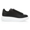 Alexander McQueen Oversized Leather Platform Sneakers For Men Black Bone