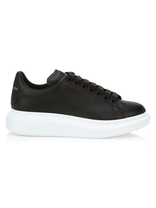 Alexander McQueen Oversized Leather Platform Sneakers For Men Black Bone 1 Alexander McQueen Oversized Leather Platform Sneakers For Men Black Bone