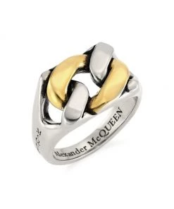Alexander McQueen Engraved Brass Ring For Men