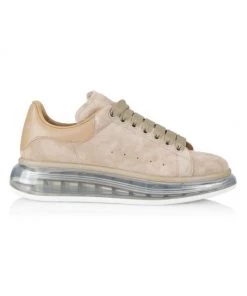 Alexander McQueen Clear Platform Low-Top Suede Sneakers For Men
