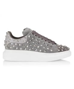 Alexander McQueen Spiked Low-Top Suede Sneakers For Men