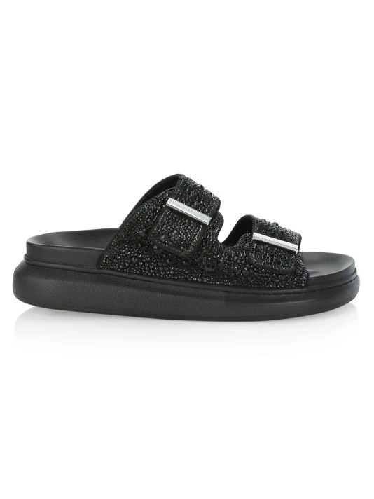 Alexander McQueen Hybrid Double Buckle Crystal Slides For Men 1 Alexander McQueen Hybrid Double Buckle Crystal Slides For Men