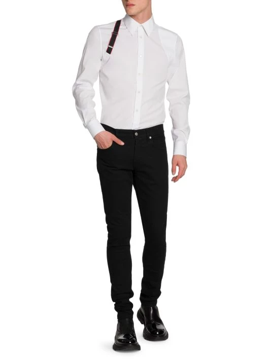 Alexander McQueen Logo Tape Harness Stretch-Cotton Shirt For Men 2 Alexander McQueen Logo Tape Harness Stretch-Cotton Shirt For Men - Image 2