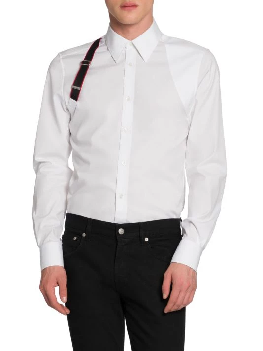 Alexander McQueen Logo Tape Harness Stretch-Cotton Shirt For Men 3 Alexander McQueen Logo Tape Harness Stretch-Cotton Shirt For Men - Image 3