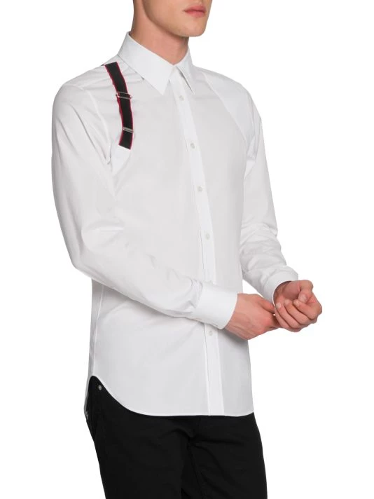 Alexander McQueen Logo Tape Harness Stretch-Cotton Shirt For Men 4 Alexander McQueen Logo Tape Harness Stretch-Cotton Shirt For Men - Image 4