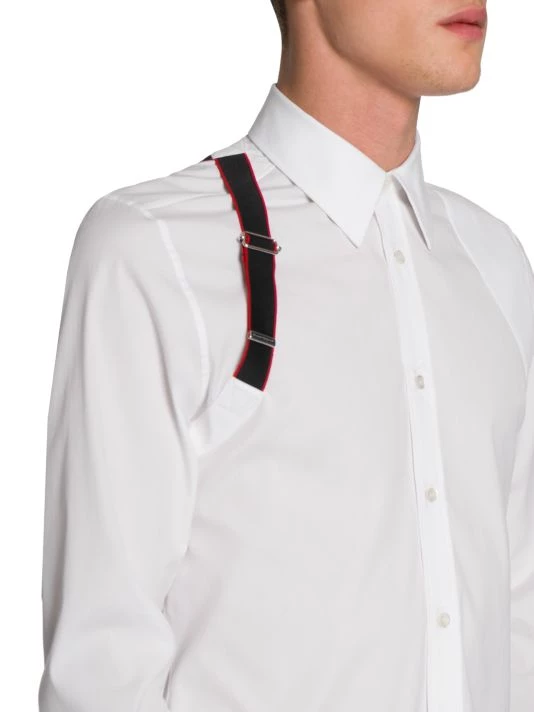 Alexander McQueen Logo Tape Harness Stretch-Cotton Shirt For Men 7 Alexander McQueen Logo Tape Harness Stretch-Cotton Shirt For Men - Image 7