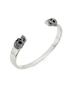 Alexander McQueen Pavé Twin Skull Bracelet For Men