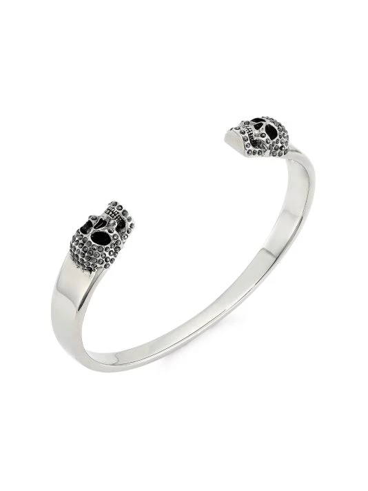 Alexander McQueen Pavé Twin Skull Bracelet For Men 1 Alexander McQueen Pavé Twin Skull Bracelet For Men