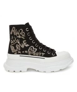 Alexander McQueen Tread Slick Canvas Embellished Ankle Boots