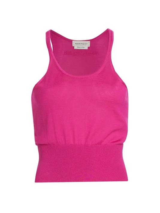 Alexander McQueen Logo-Embroidered Cashmere Tank Top 1 Alexander McQueen Logo-Embroidered Cashmere Tank Top