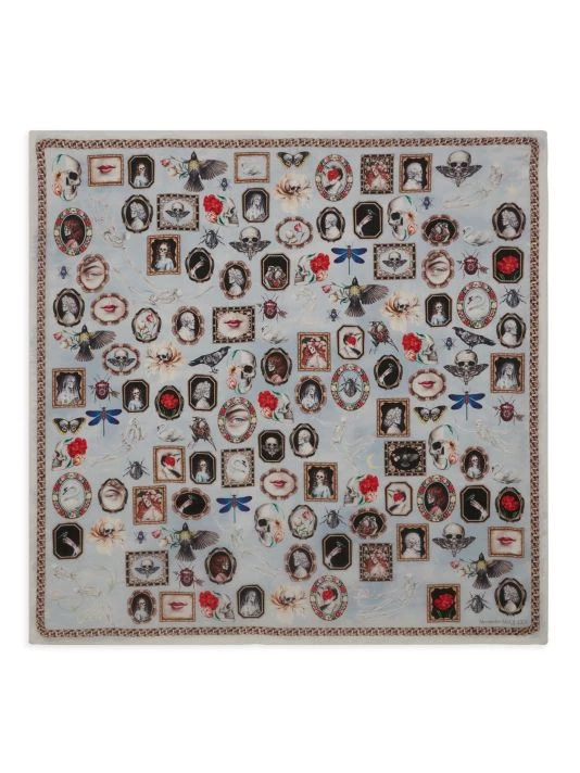 Alexander McQueen Cameo Skeleton Silk Shawl 1 Alexander McQueen Cameo Skeleton Silk Shawl