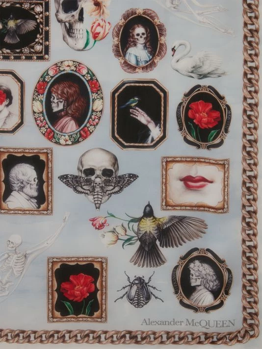 Alexander McQueen Cameo Skeleton Silk Shawl 2 Alexander McQueen Cameo Skeleton Silk Shawl - Image 2