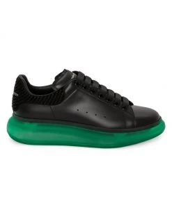 Alexander McQueen Oversized Transparent Sole Sneakers For Men Black Green