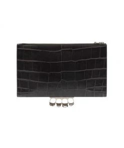 Alexander McQueen Skull Ring Croc-Embossed Leather Document Holder For Men -Alexander McQueen Elegant store unnamed file 636