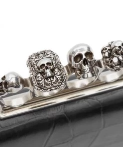 Alexander McQueen Skull Ring Croc-Embossed Leather Document Holder For Men -Alexander McQueen Elegant store unnamed file 637