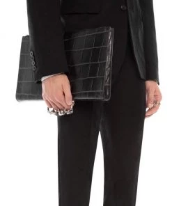 Alexander McQueen Skull Ring Croc-Embossed Leather Document Holder For Men -Alexander McQueen Elegant store unnamed file 638