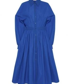 Alexander McQueen Balloon-Sleeve Cotton Midi-Dress