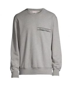Alexander McQueen Logo Tape Crewneck Sweatshirt For Men Grey Blue