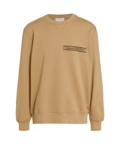 Alexander McQueen Logo Tape Crewneck Sweatshirt For Men Grey Blue -Alexander McQueen Elegant store unnamed file 694