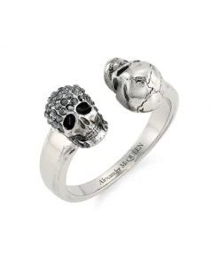 Alexander McQueen Pavé Skull Twin Ring For Men