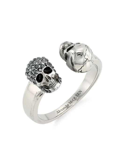 Alexander McQueen Pavé Skull Twin Ring For Men 1 Alexander McQueen Pavé Skull Twin Ring For Men