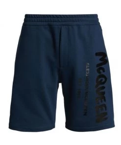 Alexander McQueen Graffiti Logo Cotton Shorts For Men Ecru -Alexander McQueen Elegant store unnamed file 728