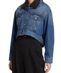 Alexander McQueen Layered Denim & Lamb Leather Jacket -Alexander McQueen Elegant store unnamed file 752