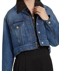 Alexander McQueen Layered Denim & Lamb Leather Jacket -Alexander McQueen Elegant store unnamed file 754